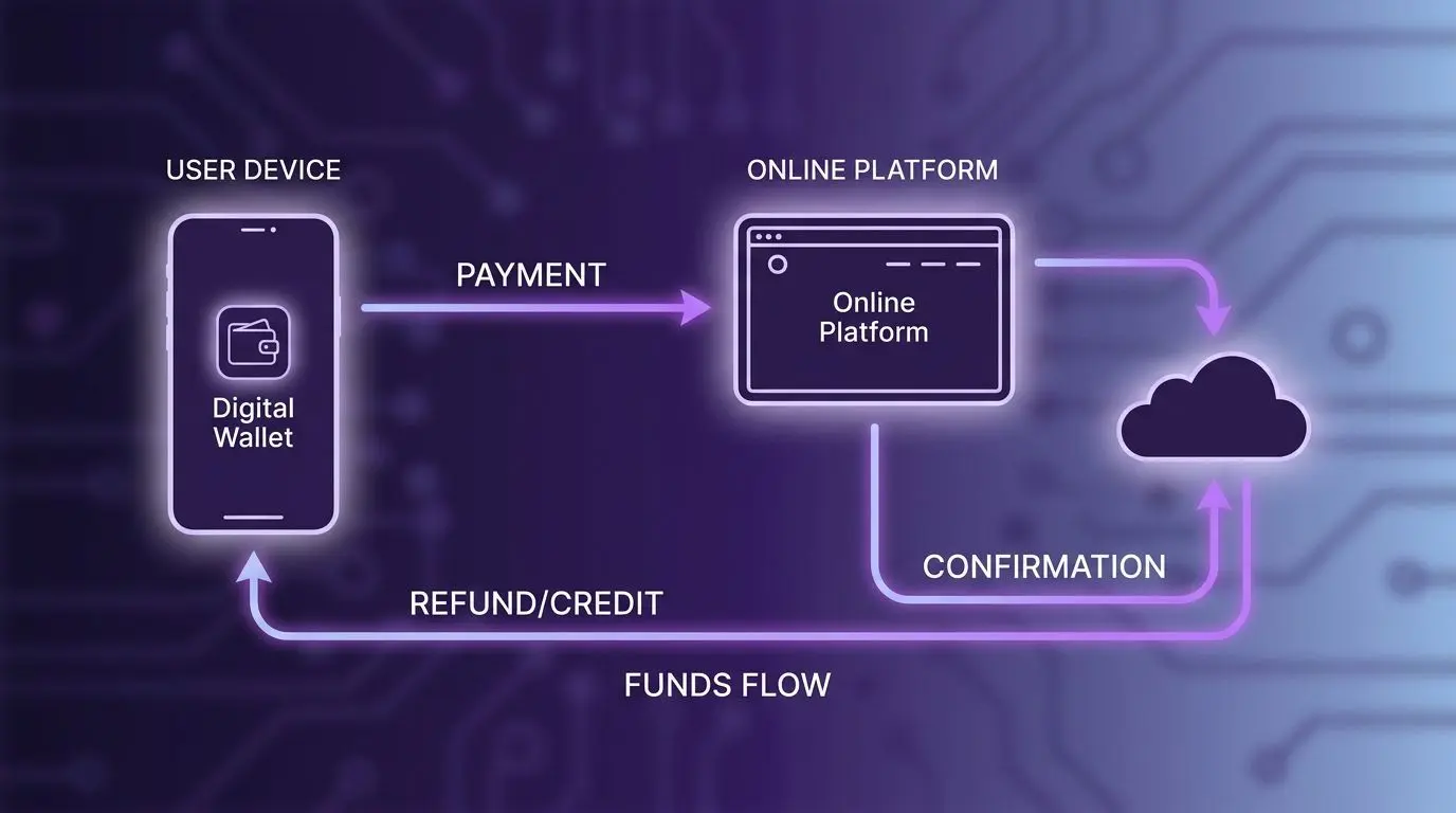 Ein- und Auszahlungen mit Skrill erklärt Schematischer Zahlungsfluss zwischen Spieler, Wallet und Plattform